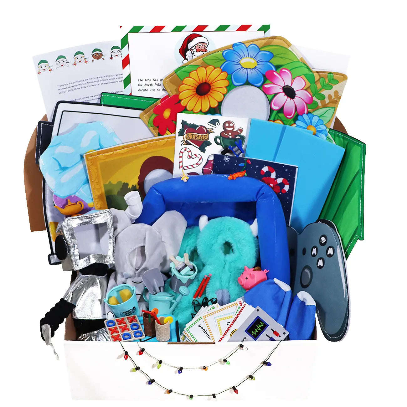 24 Day pack for 2 elves, box full of props for elf antics