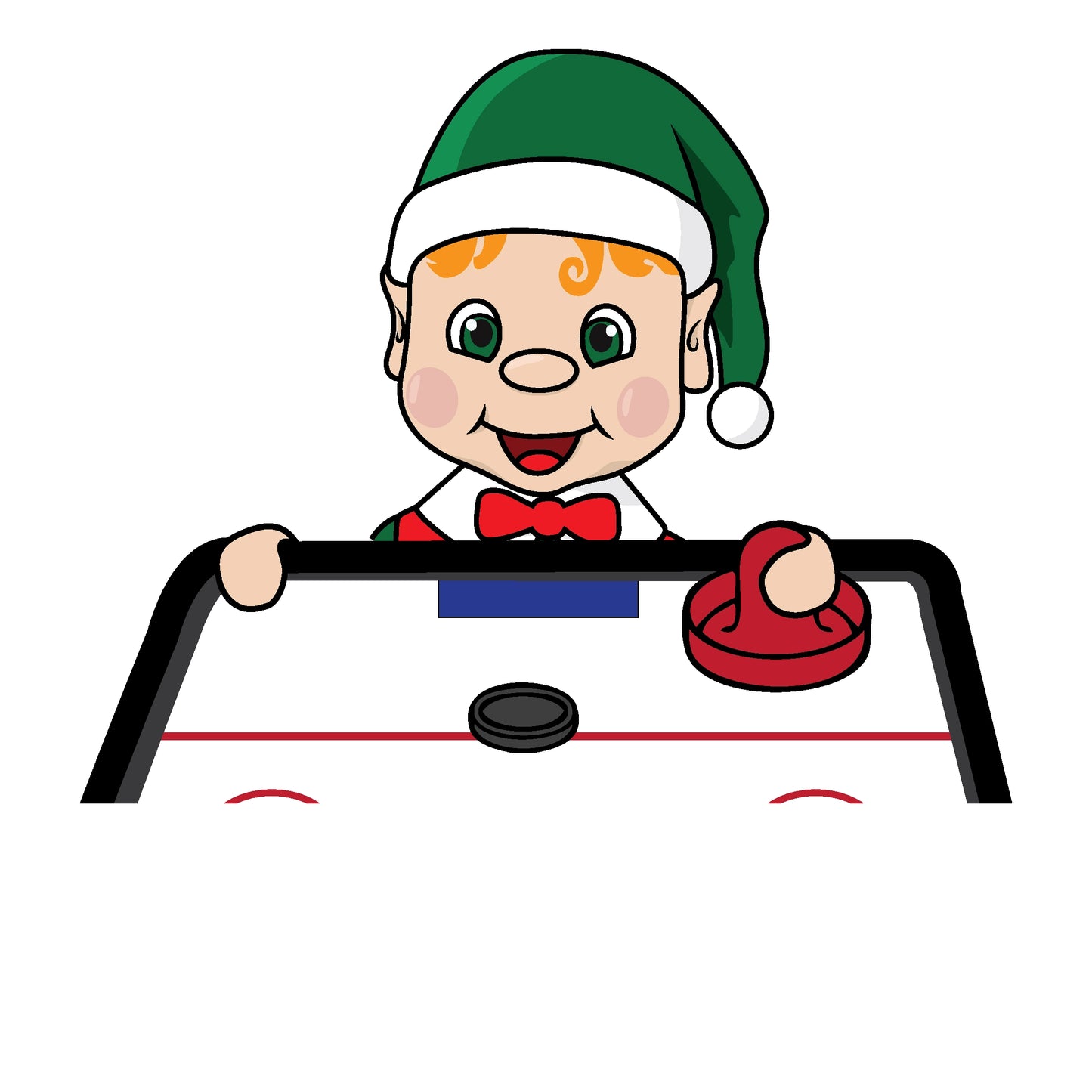 elf playing air hockey clipart