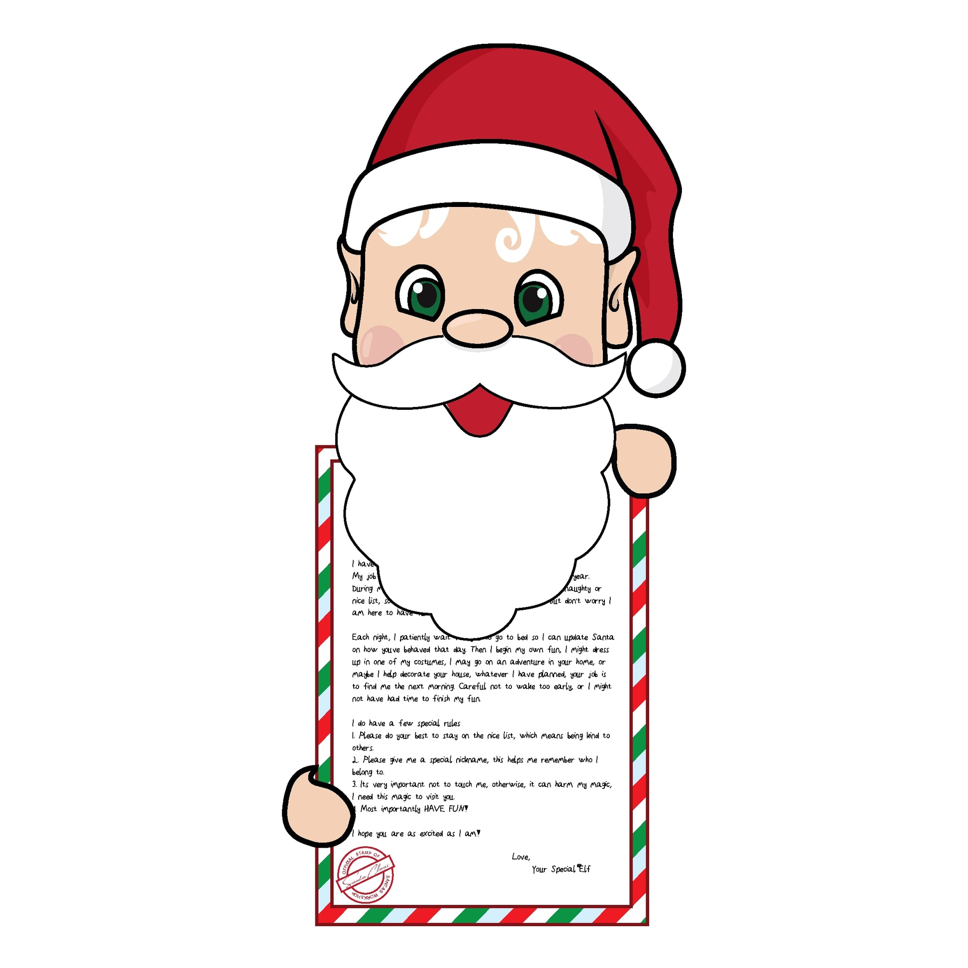 Santa Elf Clipart holding an arrival Letter Printable