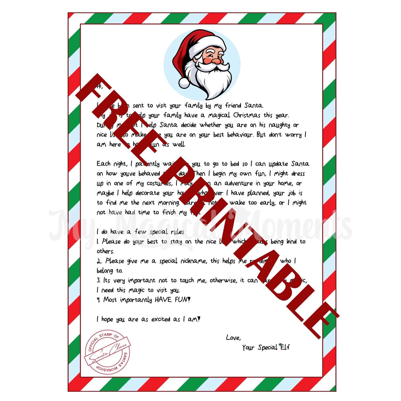 Free Elf Printable Arrival Letter