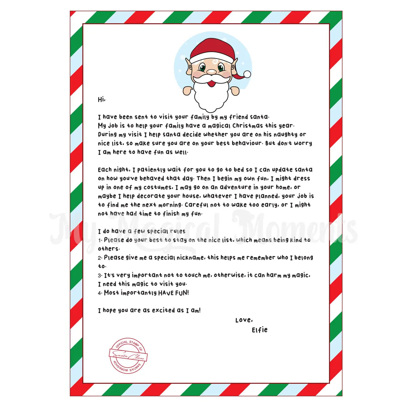 Elf Arrival letter