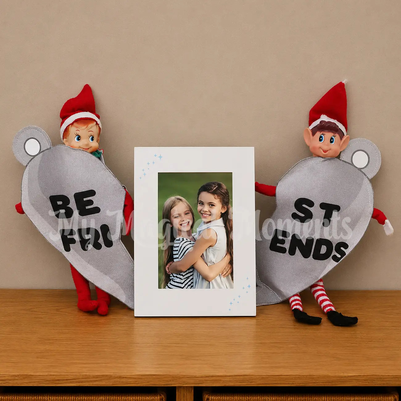 Elves wearing Best Friend outfits