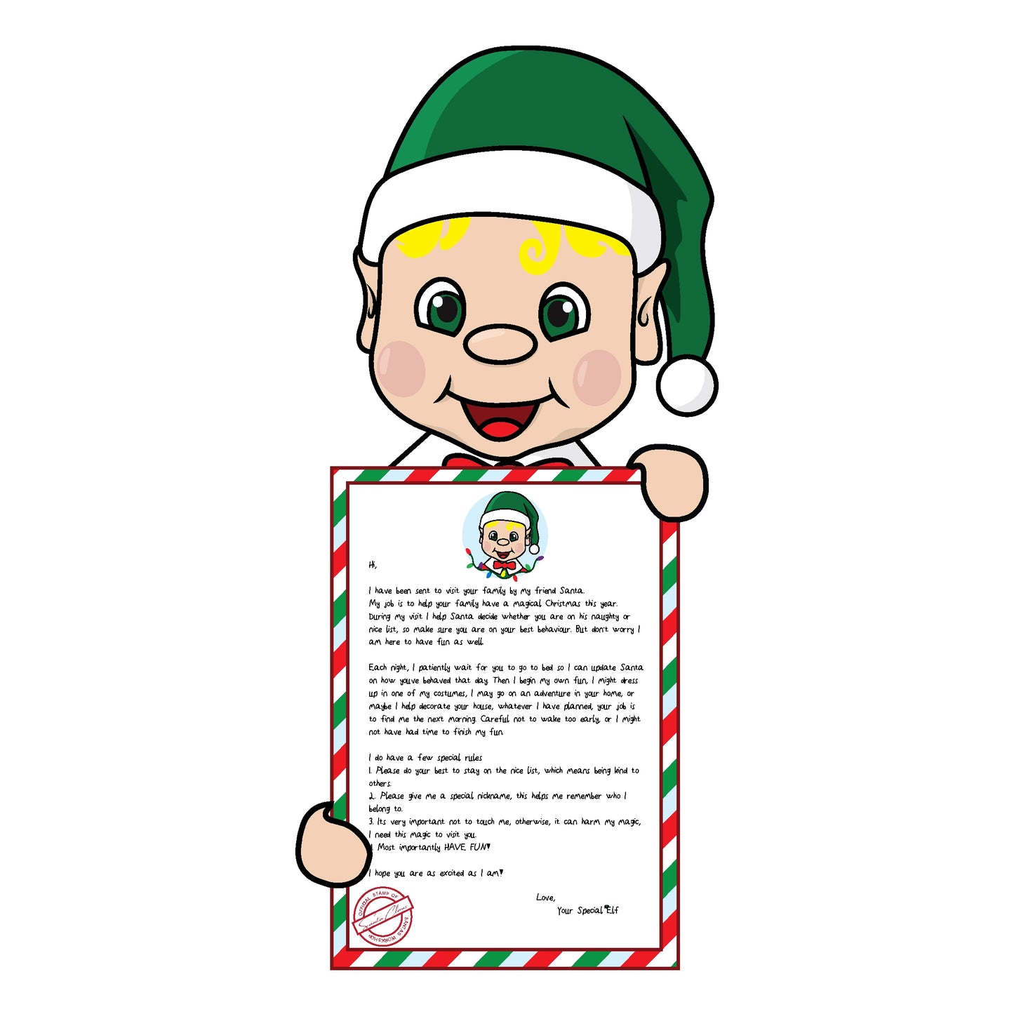 blonde hair elf holding arrival letter clipart