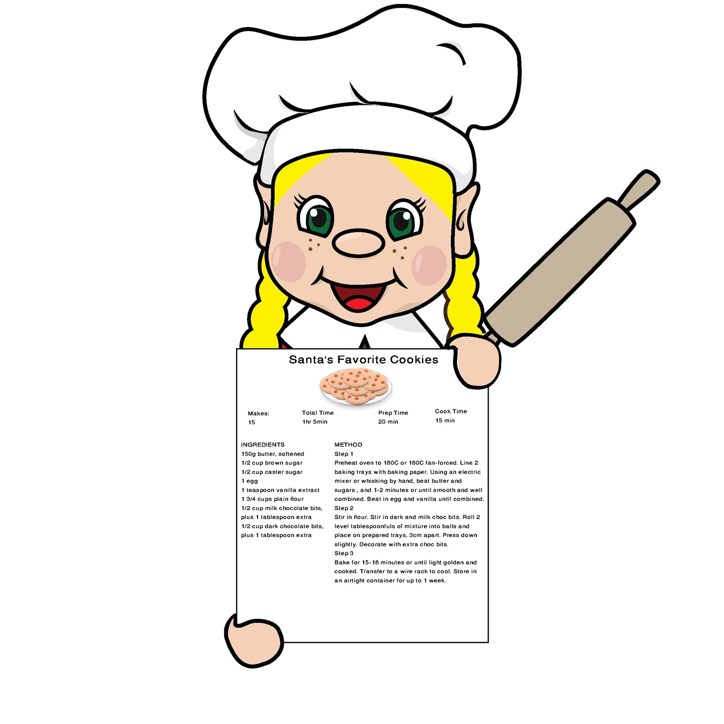 elf dressed as a chef clipart