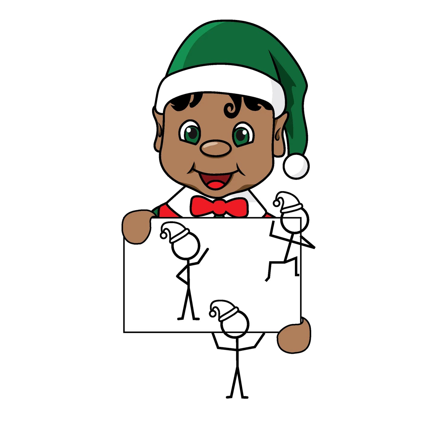 Black Hair Elf Holding A stick figure Printable