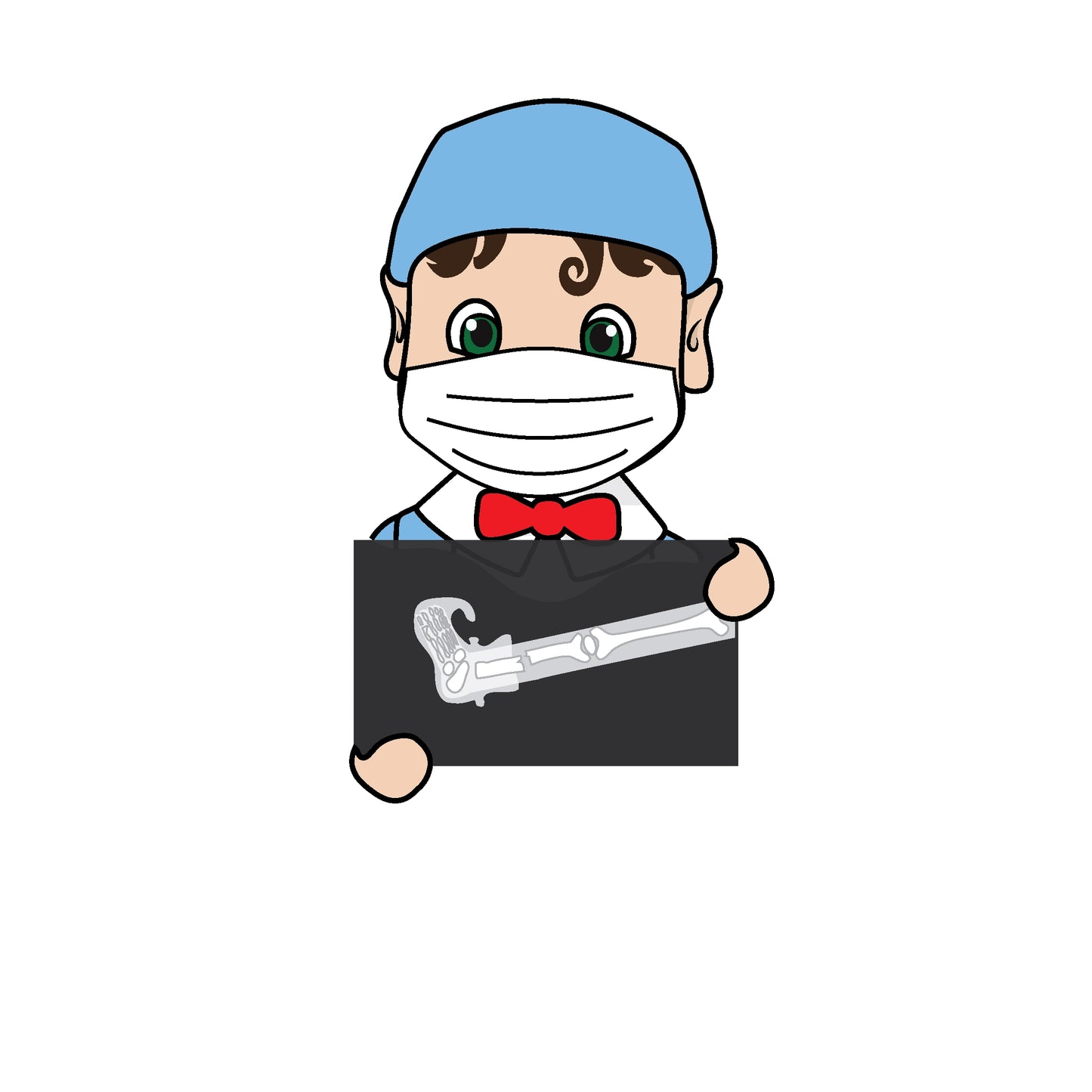 elf dressed as a doctor holding a x-ray