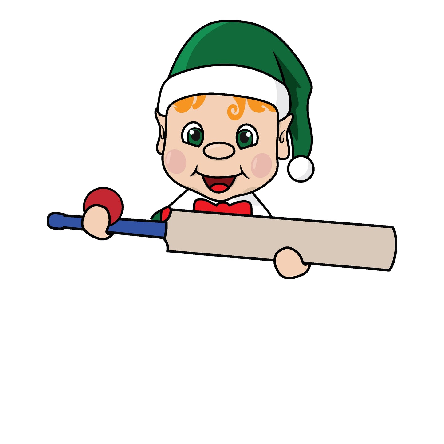 Elf Clipart holding a cricket bat and ball