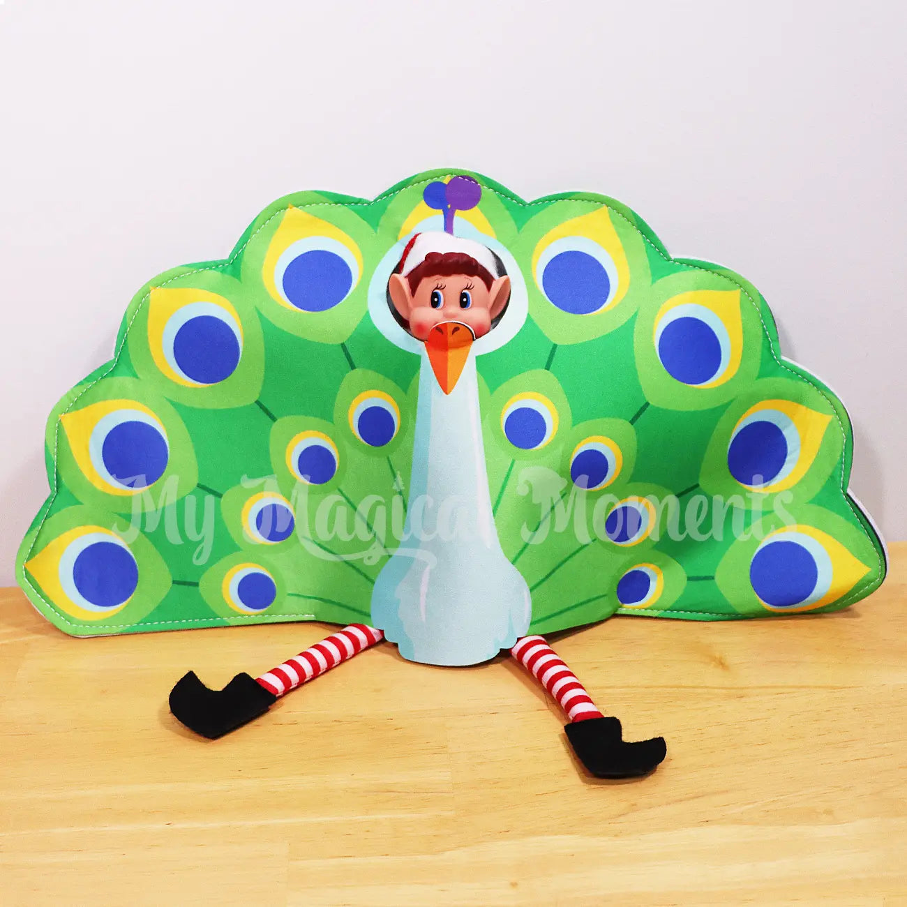 Elves Behavin Badly Wearing a peacock dress up costume
