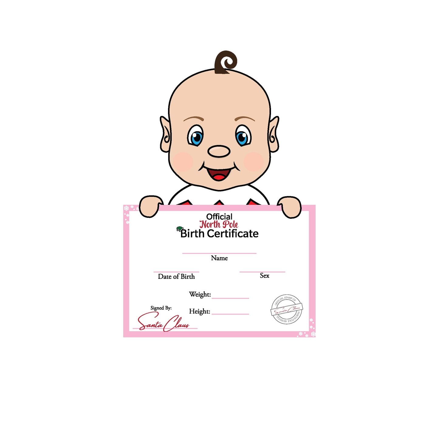 elf baby birth certificate clipart