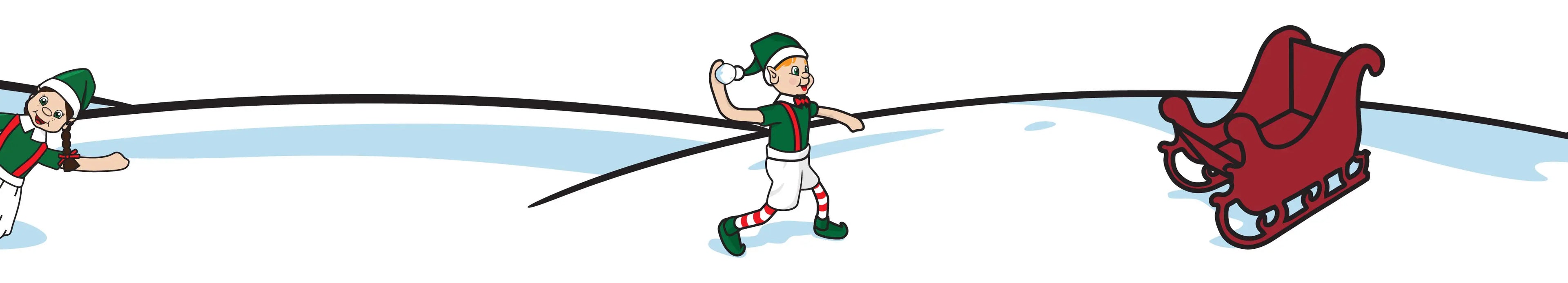 My Magical Moments Elf footer snow scene throwing snowball sleighs