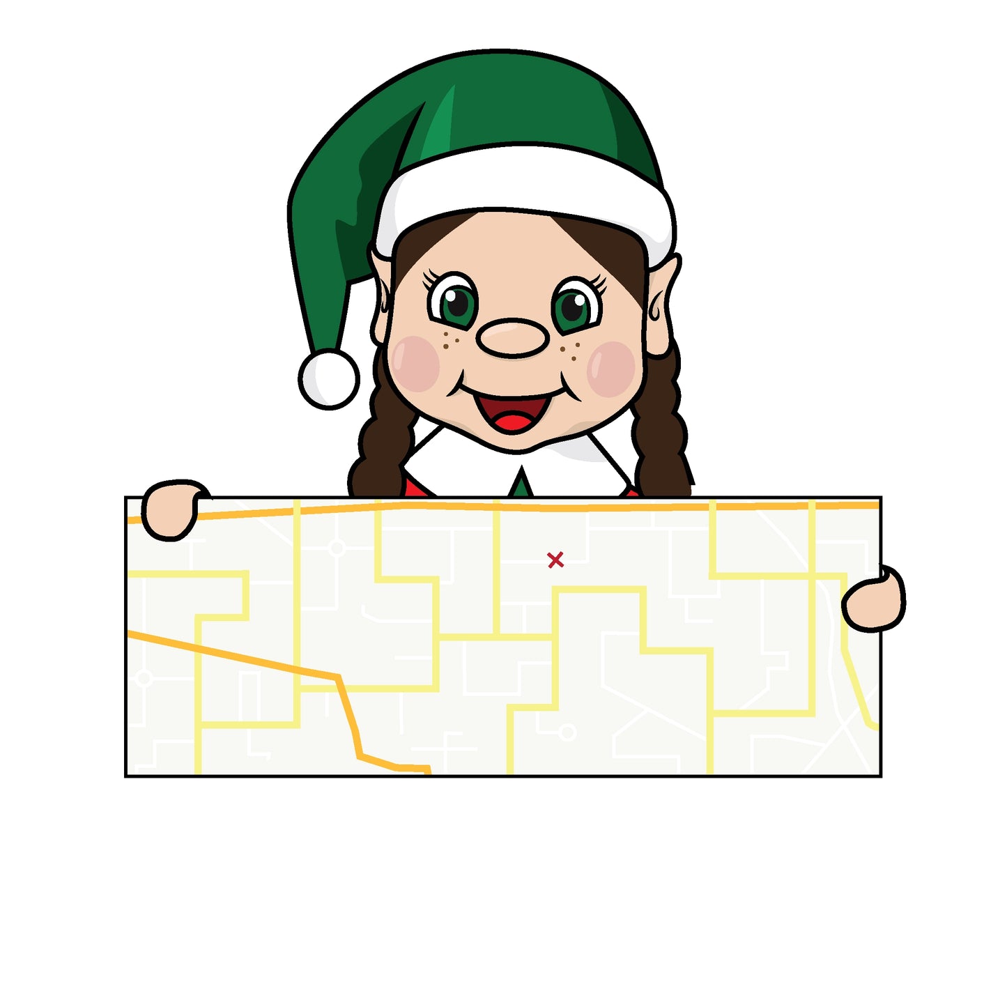 elf holding a road map clipart