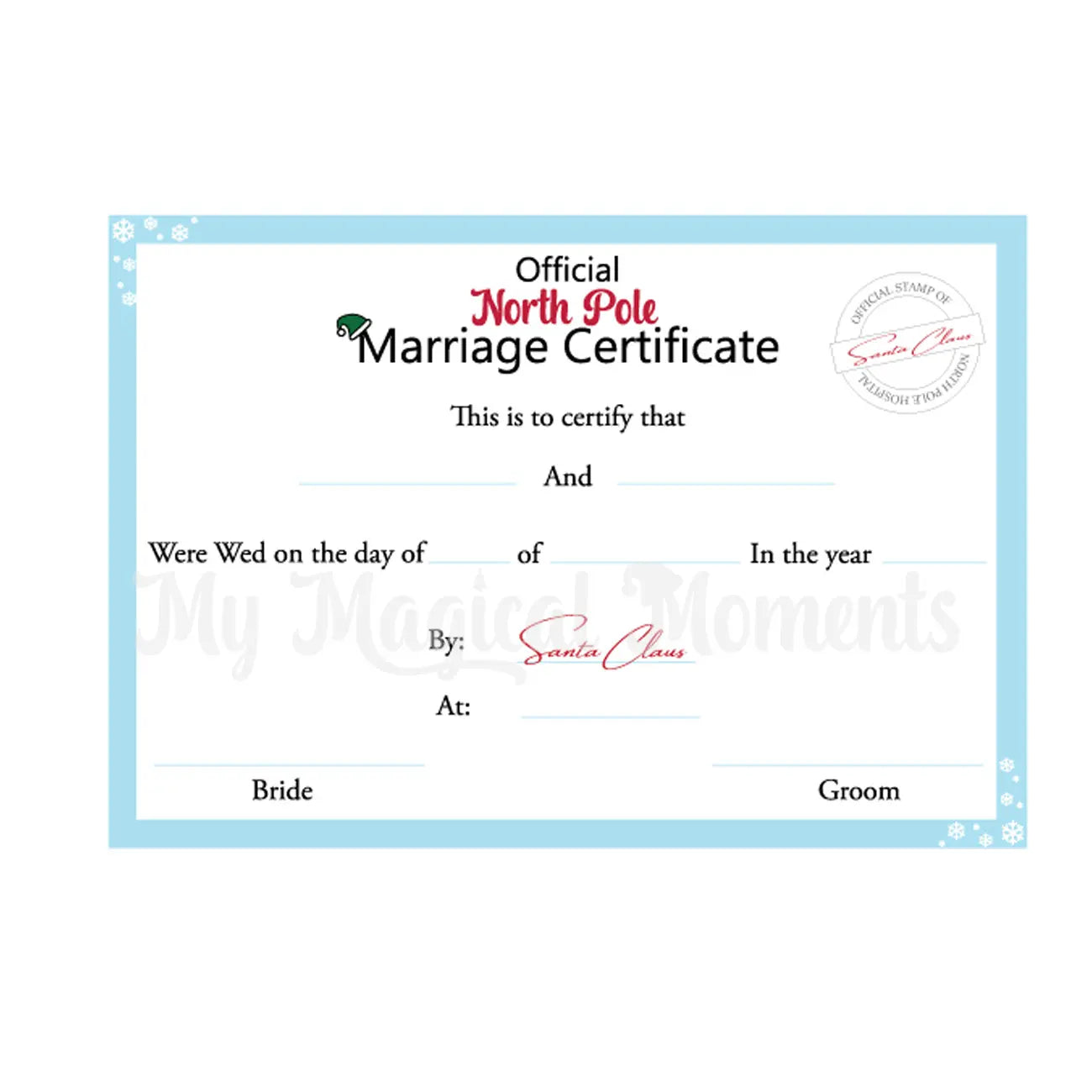 elf sized marriage certificate printable