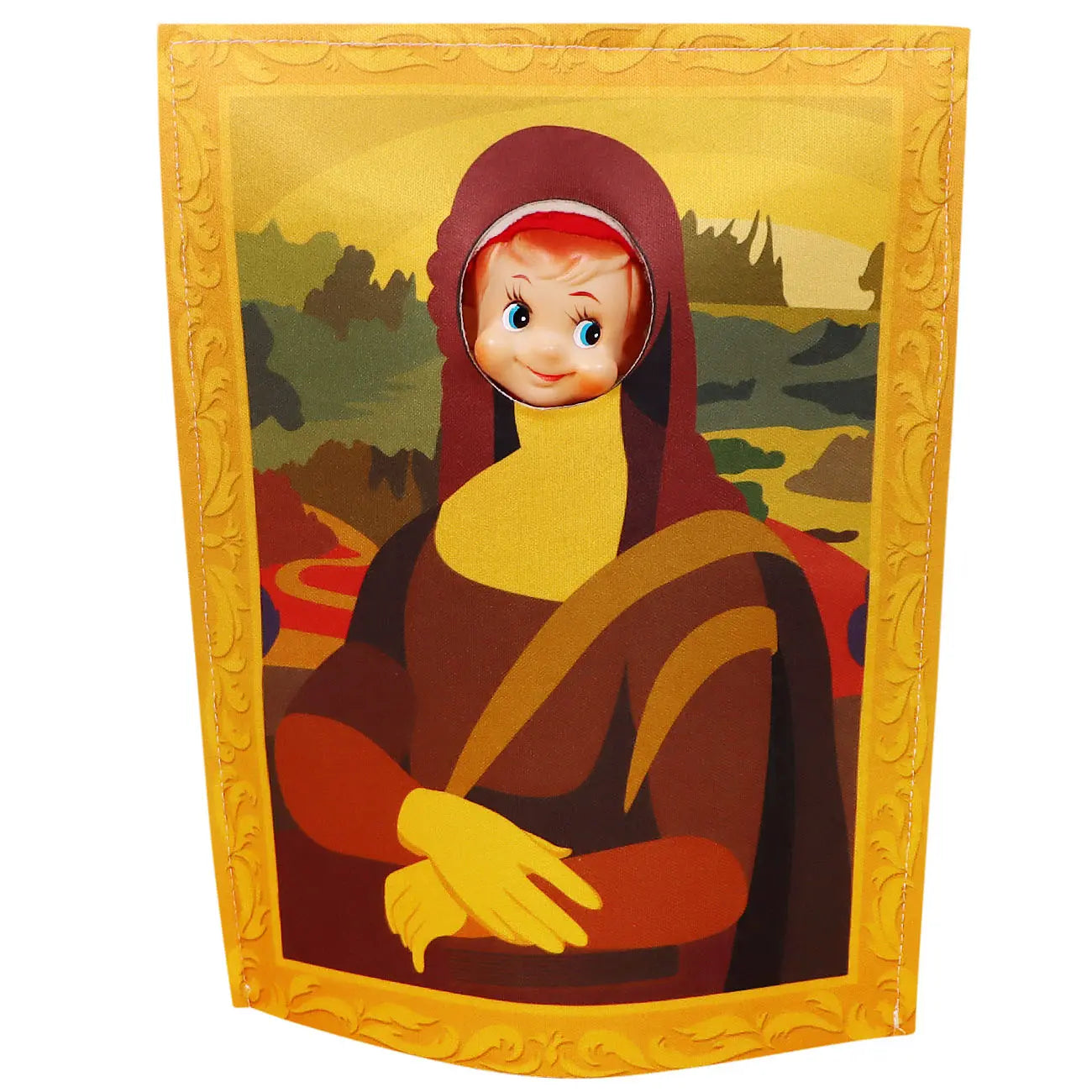 Elf wearing a Mona Lisa Costume