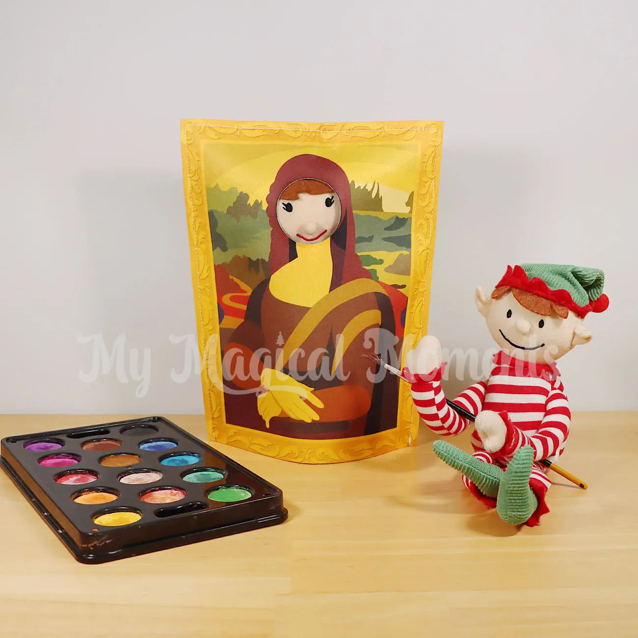 An Elf For Christmas Painting an Elf Dressed in a Mona Lisa Costume