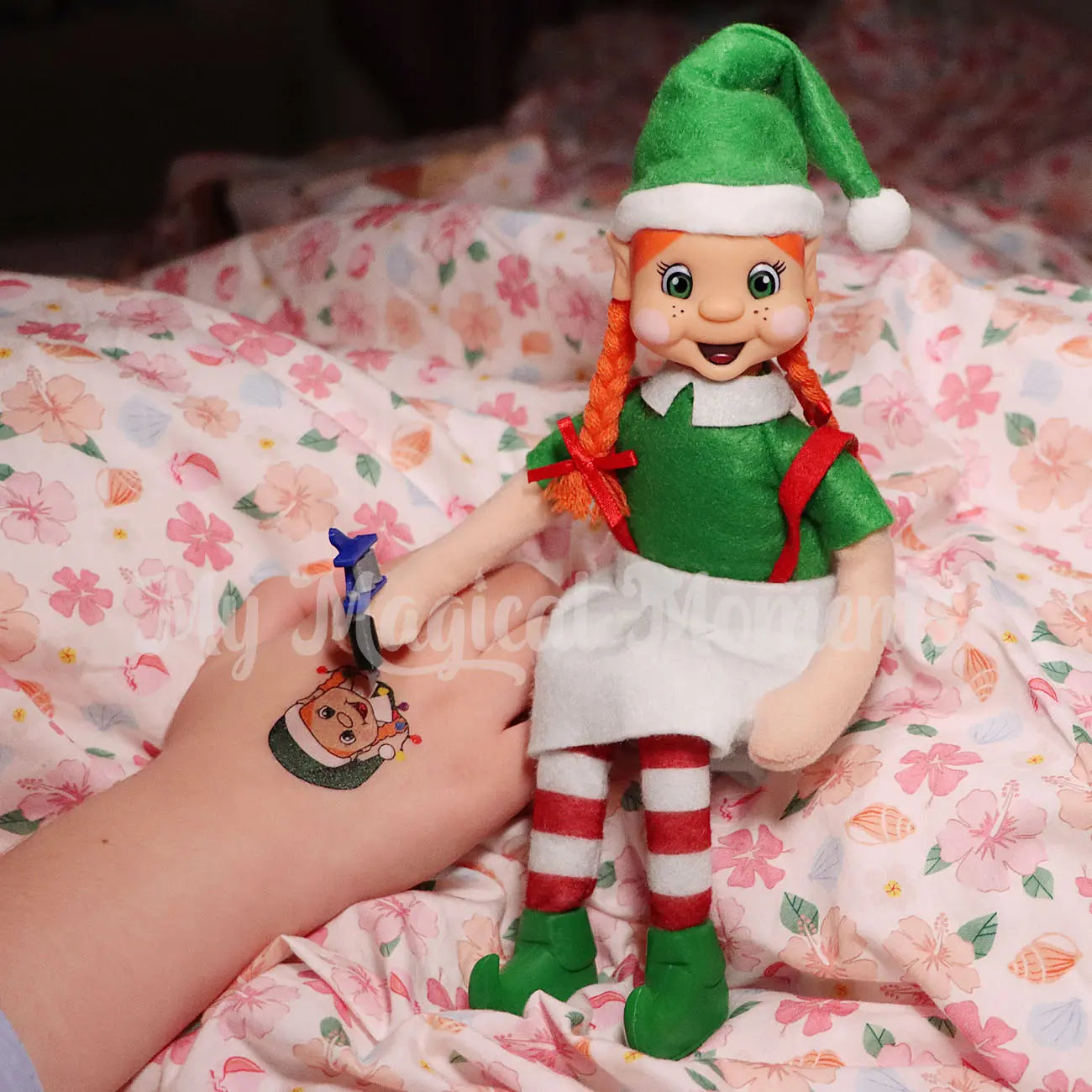 Orange Hair My Elf Friends Elf tattooing a orange elf tattoo of herself with mini elf tattoo gun prop
