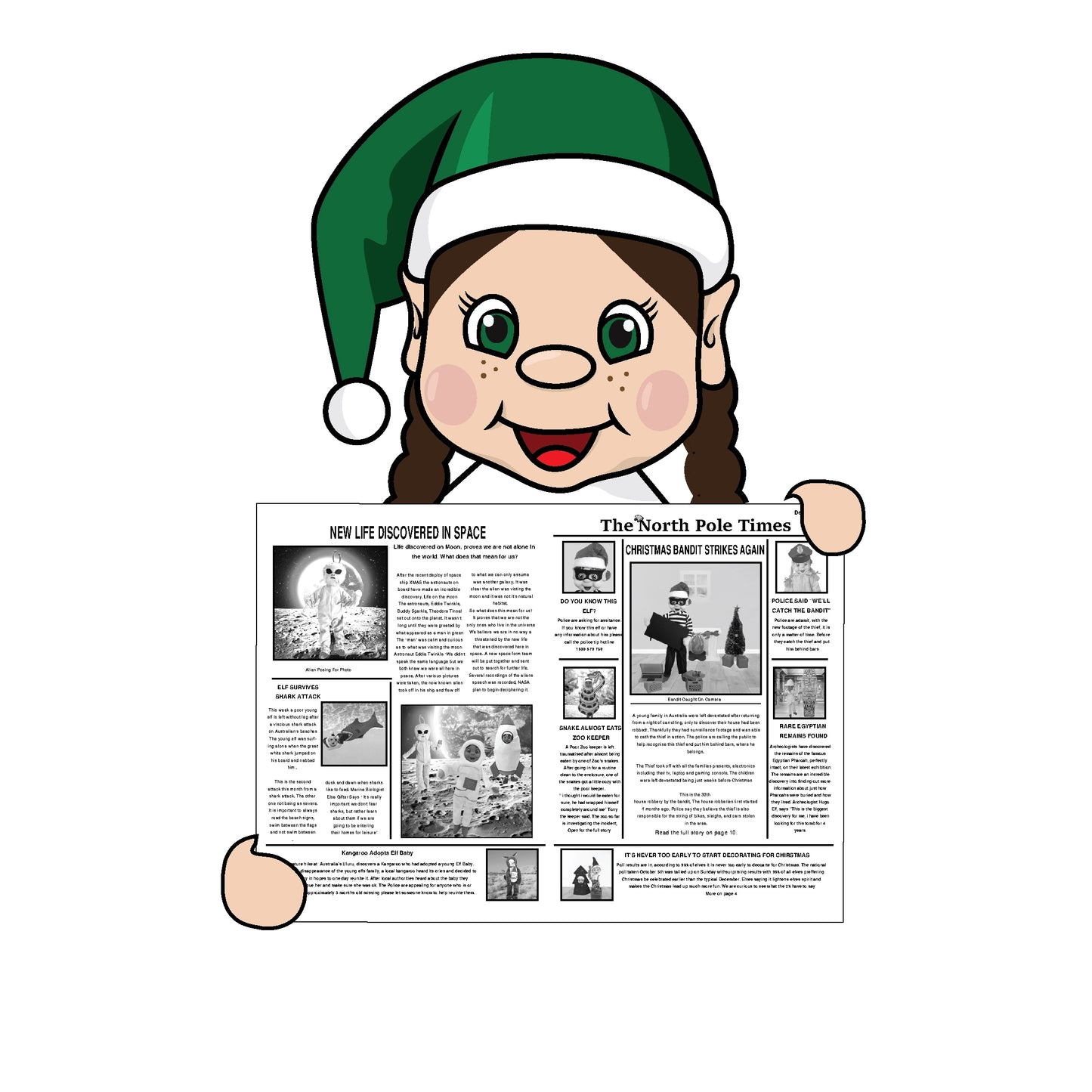 newspaper printable elf clipart