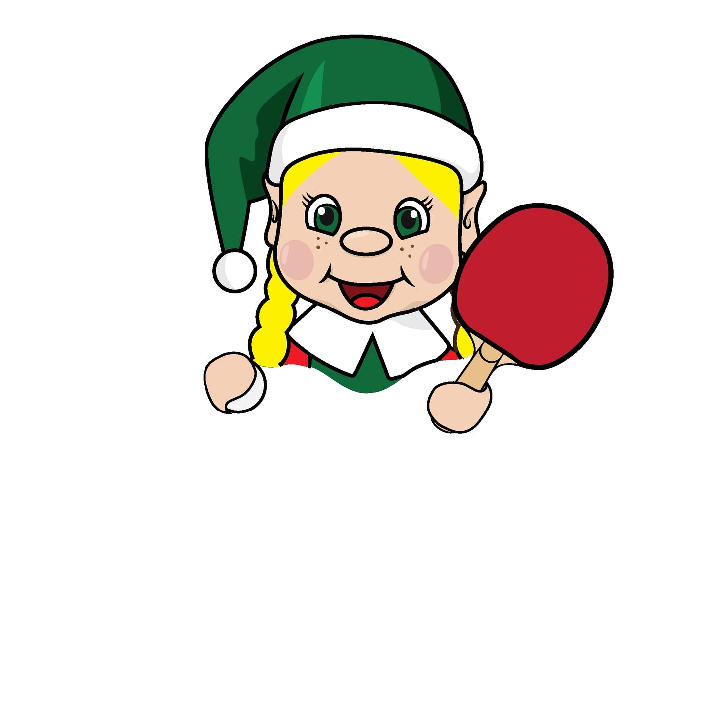 Elf holding ping pong paddle clipart