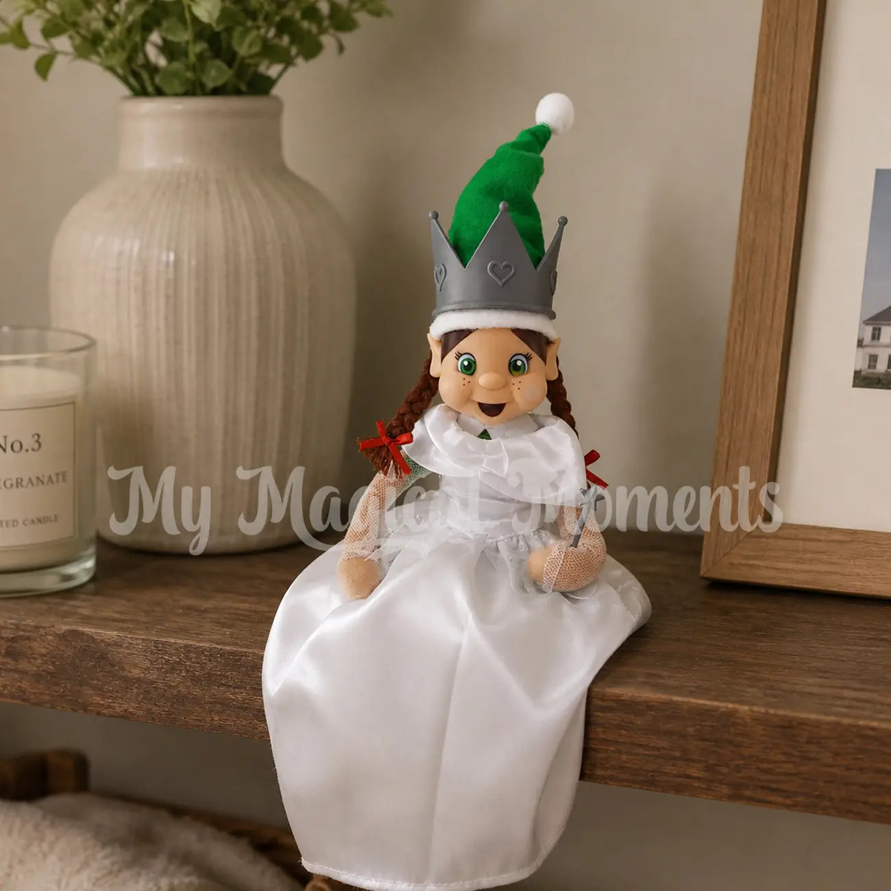 elf dressed as a princess wearing a crown