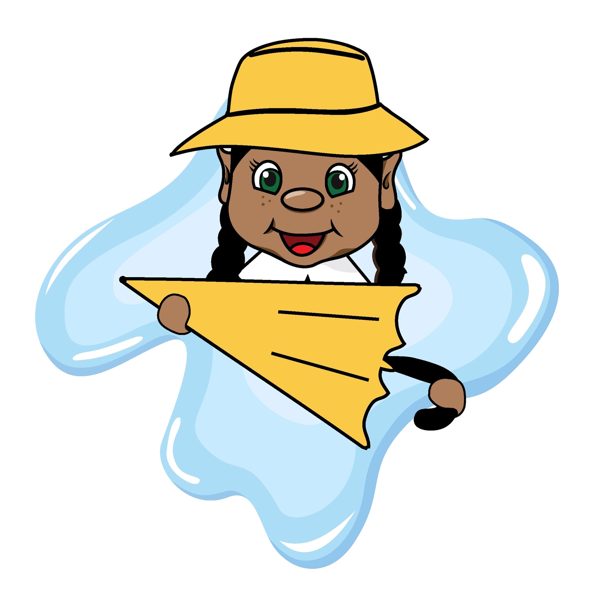 Elf clipart dressed in a rain hat and umbrella