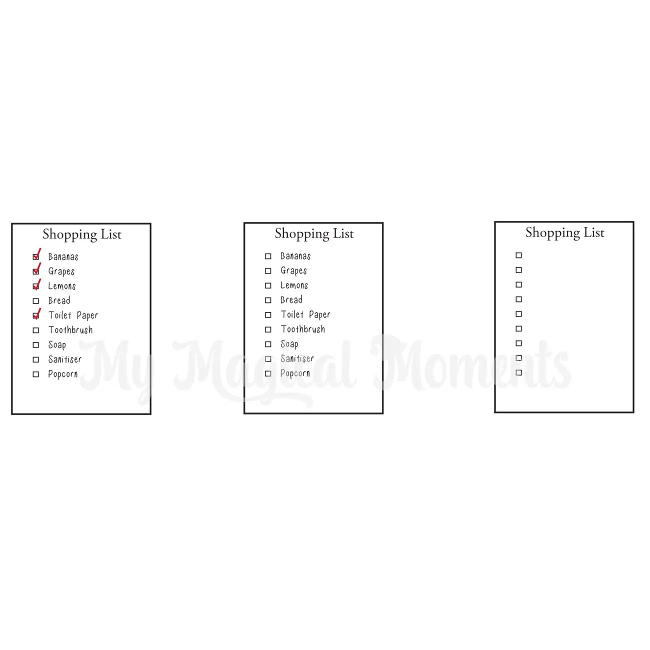 Miniature shopping list printable for elves