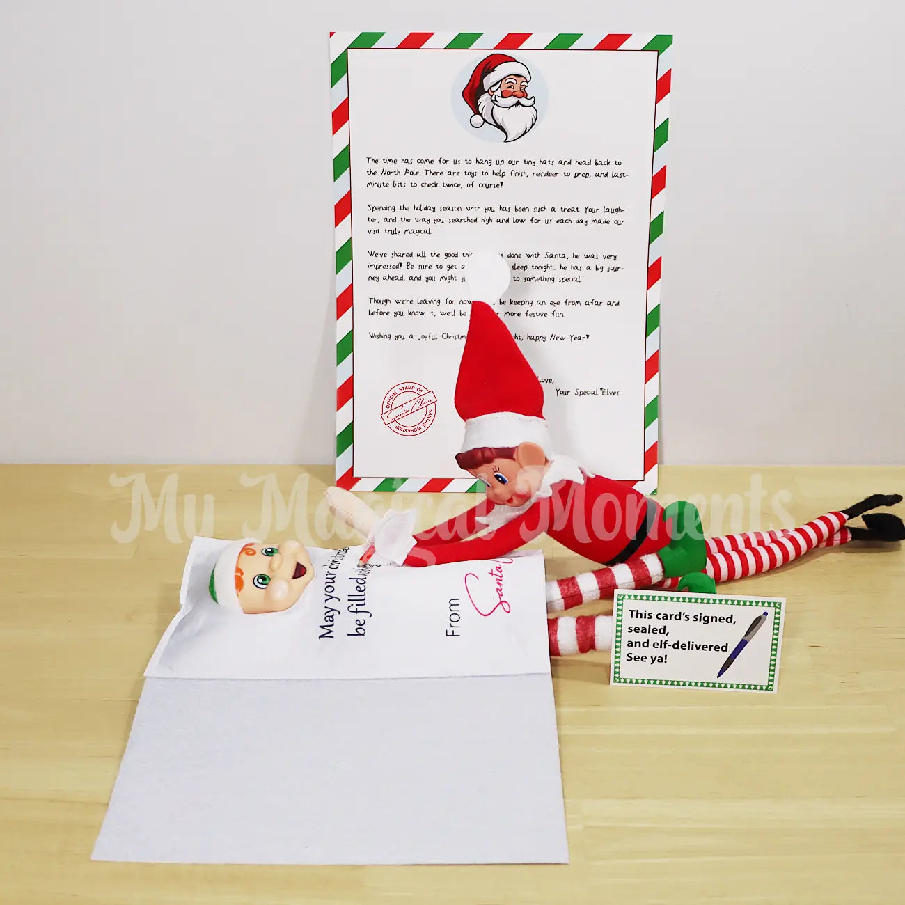 Elf Using a mini pencil writing in a Christmas card costume and a goodbye letter