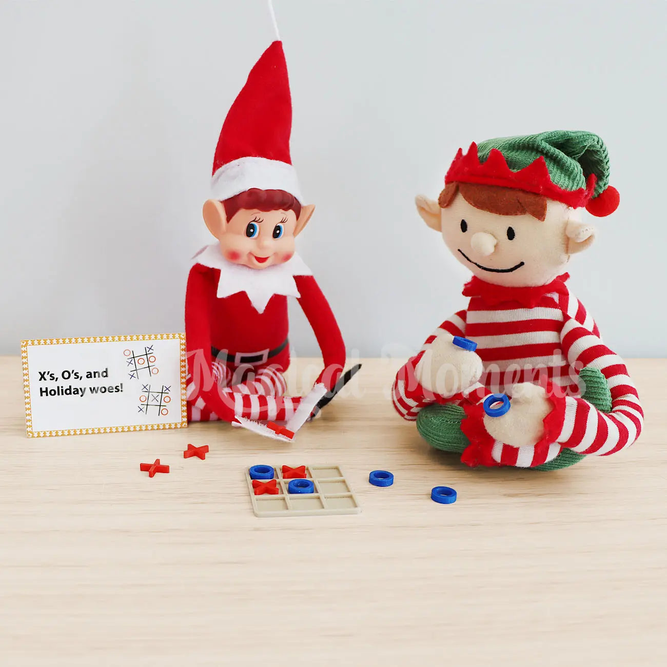 Elves playing a game of tic tac toe