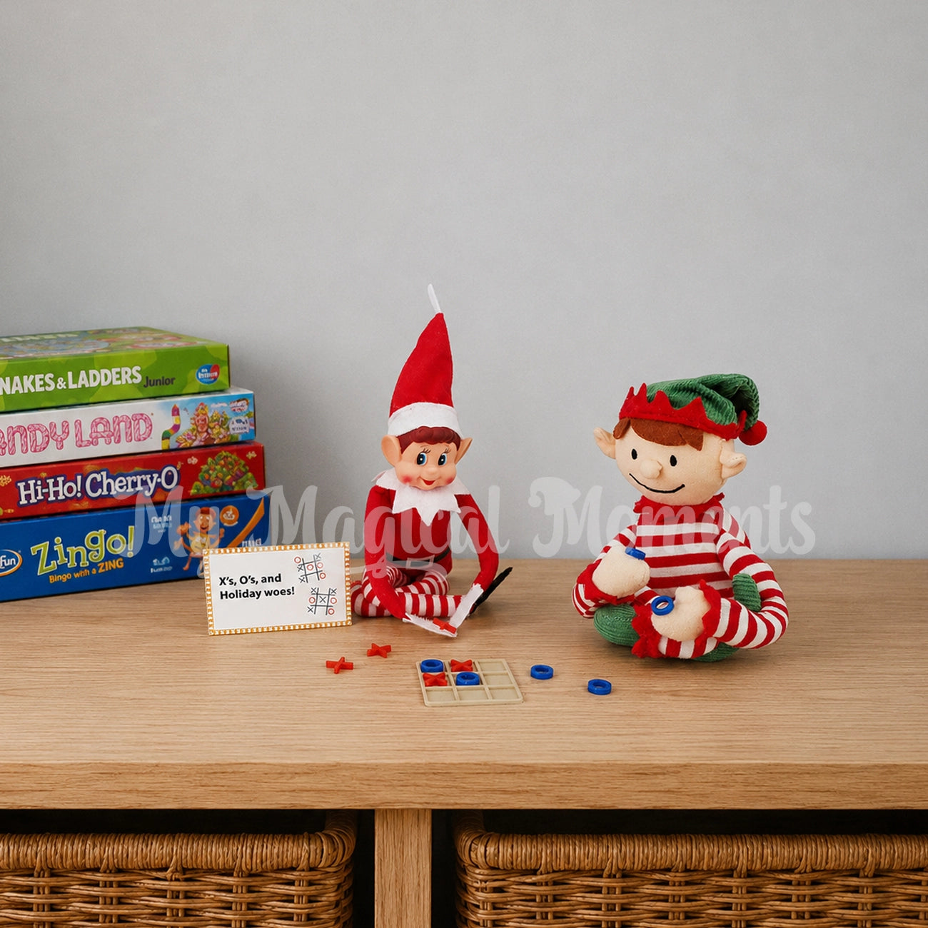 Elves playing a game of tic tac toe
