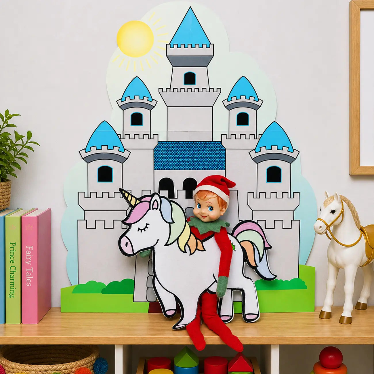 elf wearing a unicorn costume