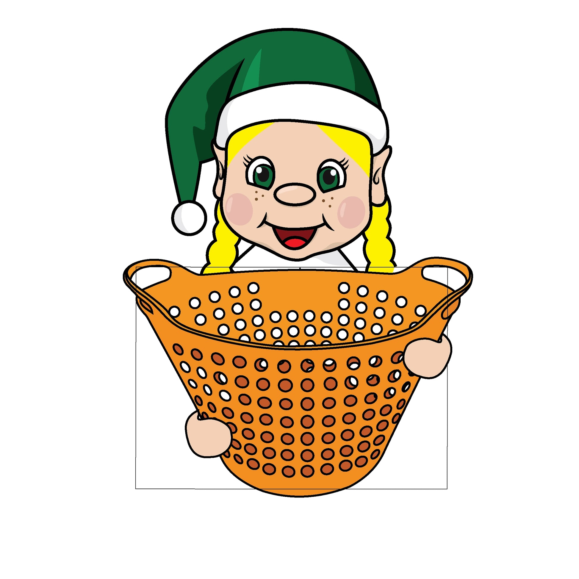 elf holding a washing basket printable
