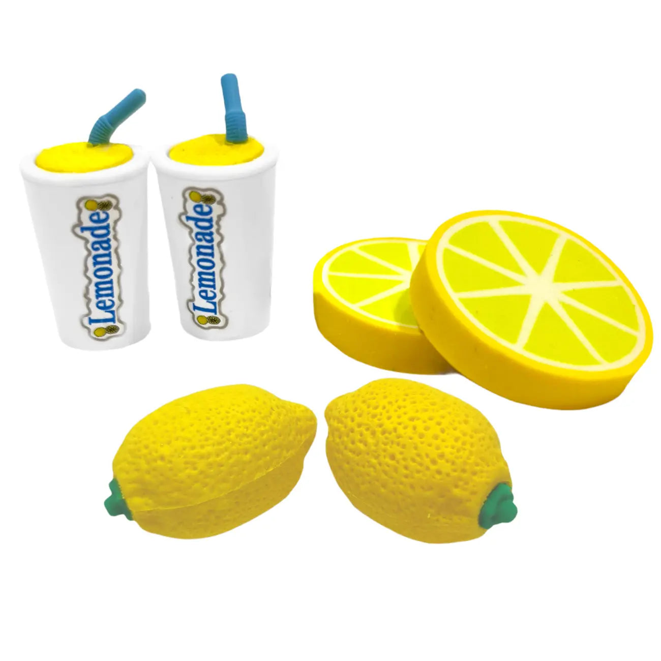 Miniature lemonade set, includes elf sized lemons, lemon slices and lemonade drinks