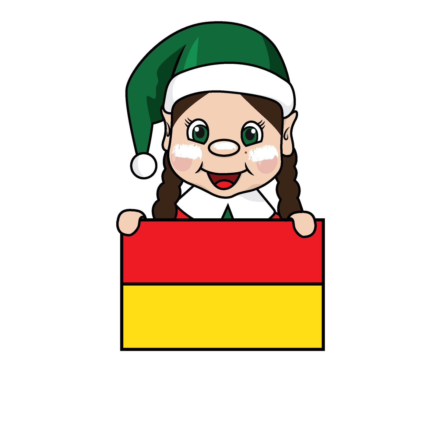 elf holding a red and yellow flag clipart