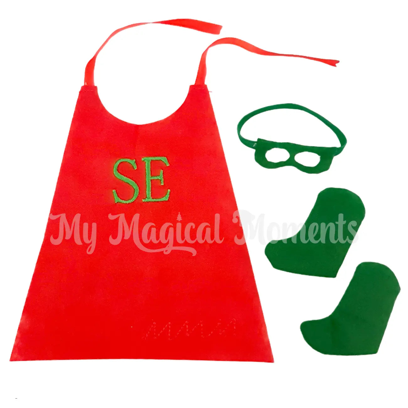 Elf superhero costume, cape mask & boots