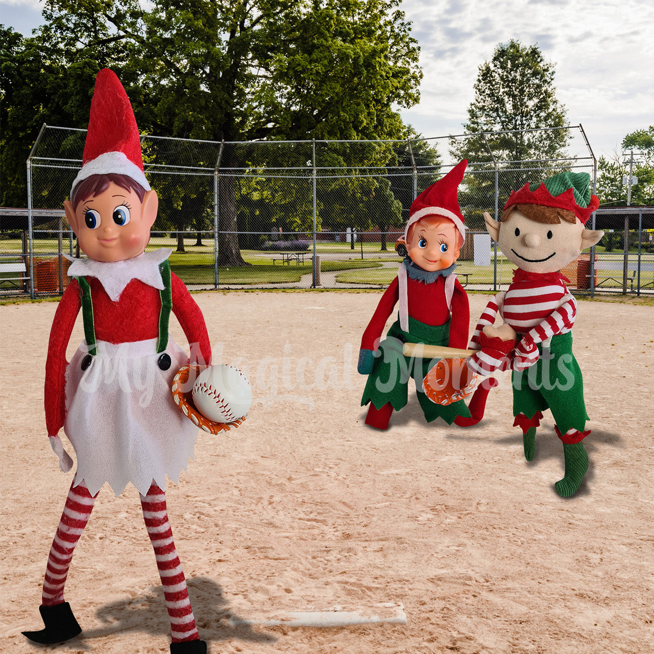 elves playing a game of baseball