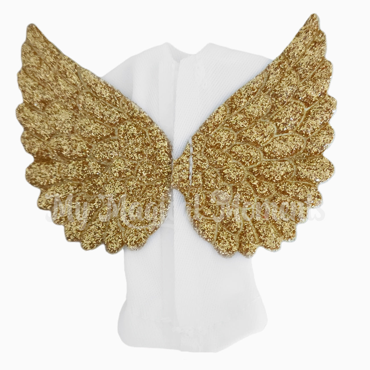 Back of eld toddler angel costume with gold wings