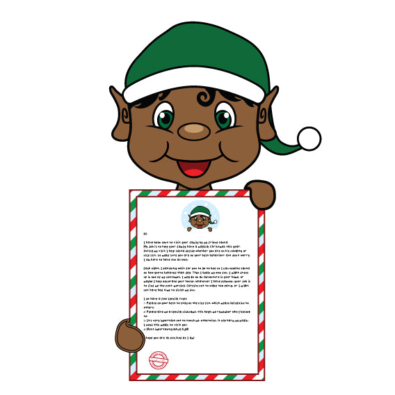 black hair elf holding arrival letter clipart