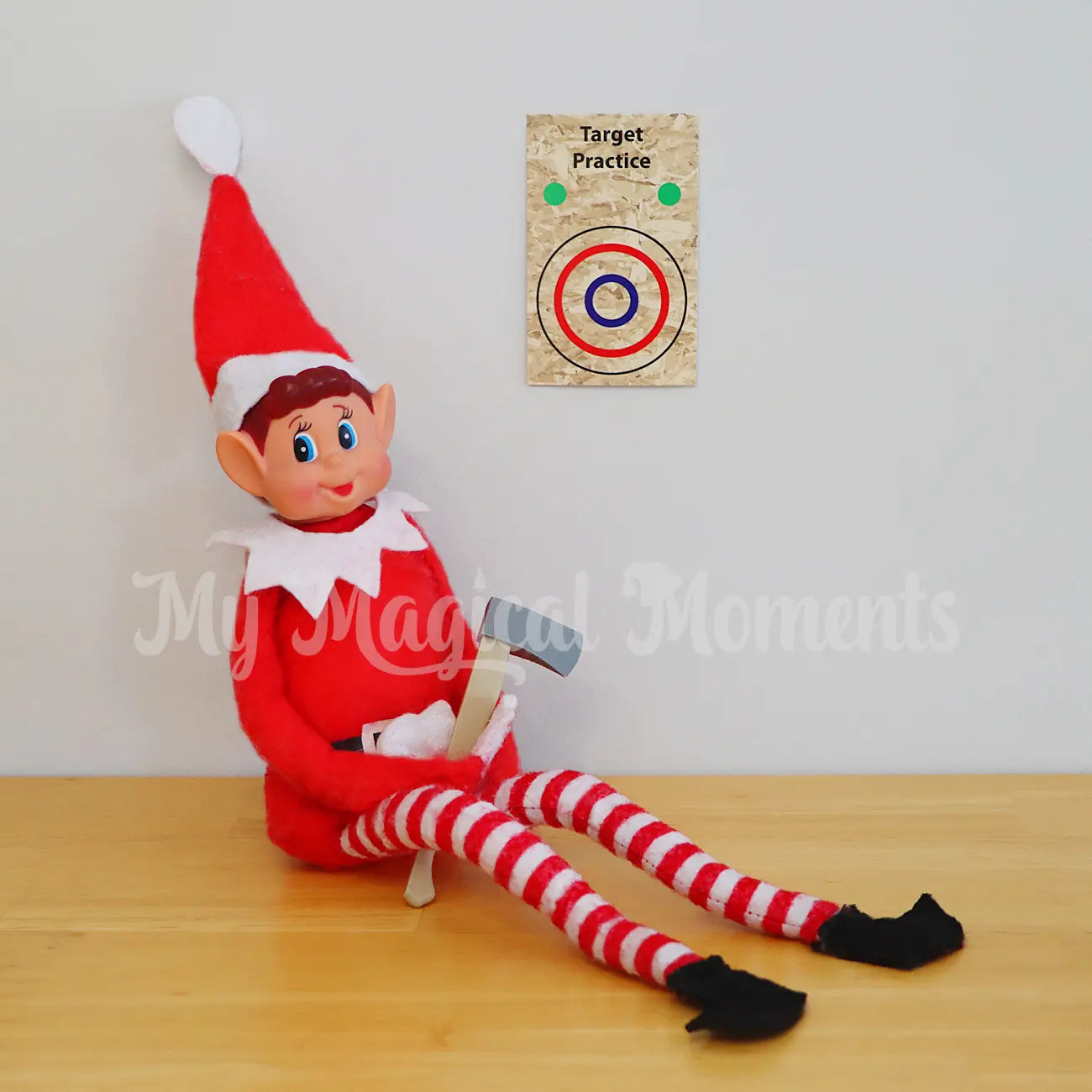 Elf holding a mini axe aiming for a target