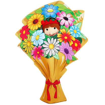 Elf Wearing a bouquet of Flowers Costume. 