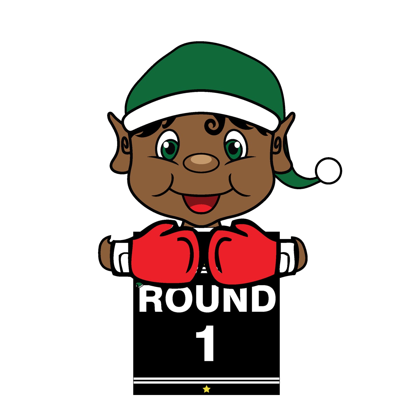 Elf dressed as a boxer holding a round one sign clipart