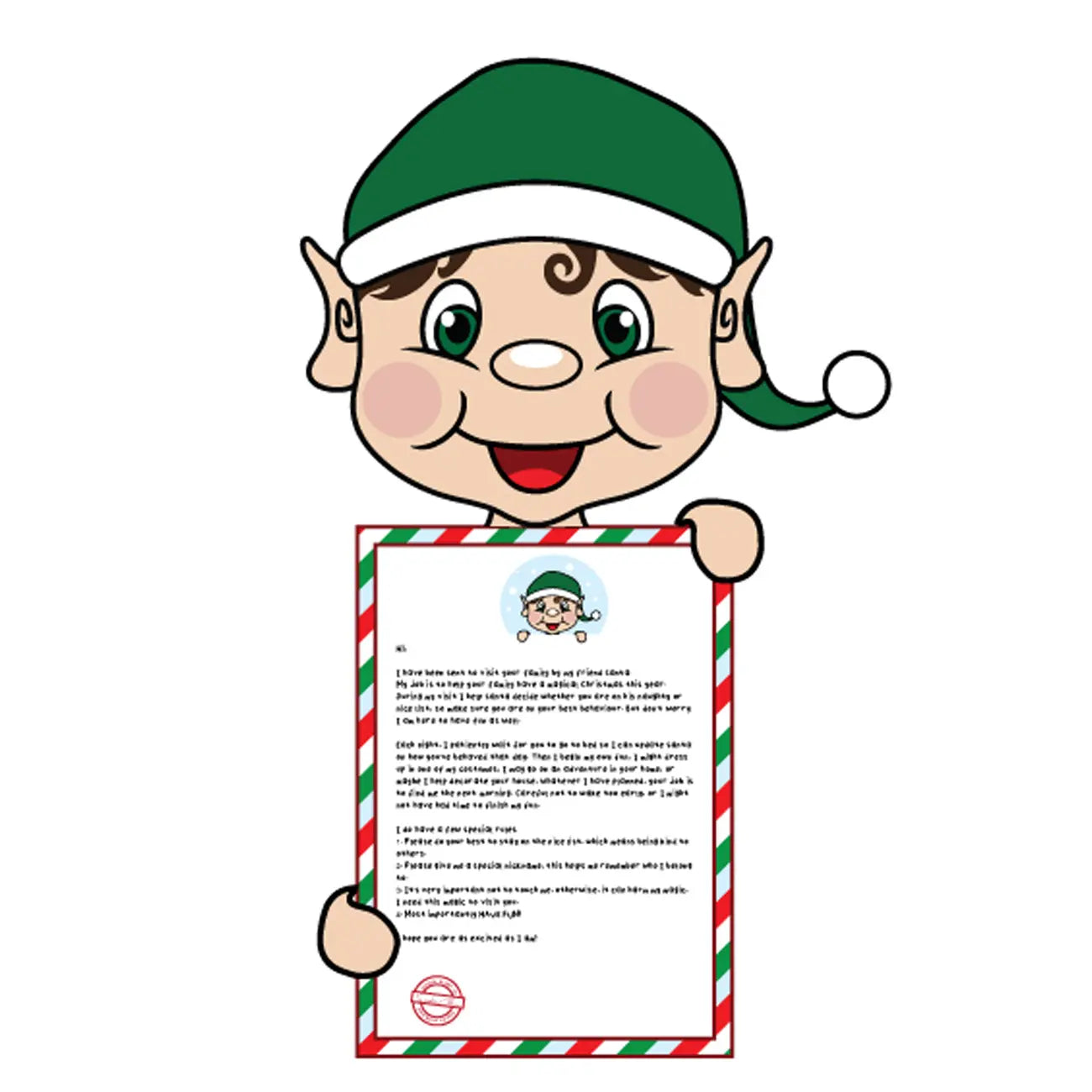 Brown hair elf holding arrival letter clipart