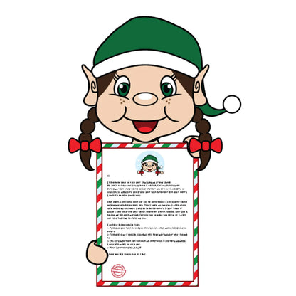 Brown hair Girl elf holding arrival letter clipart