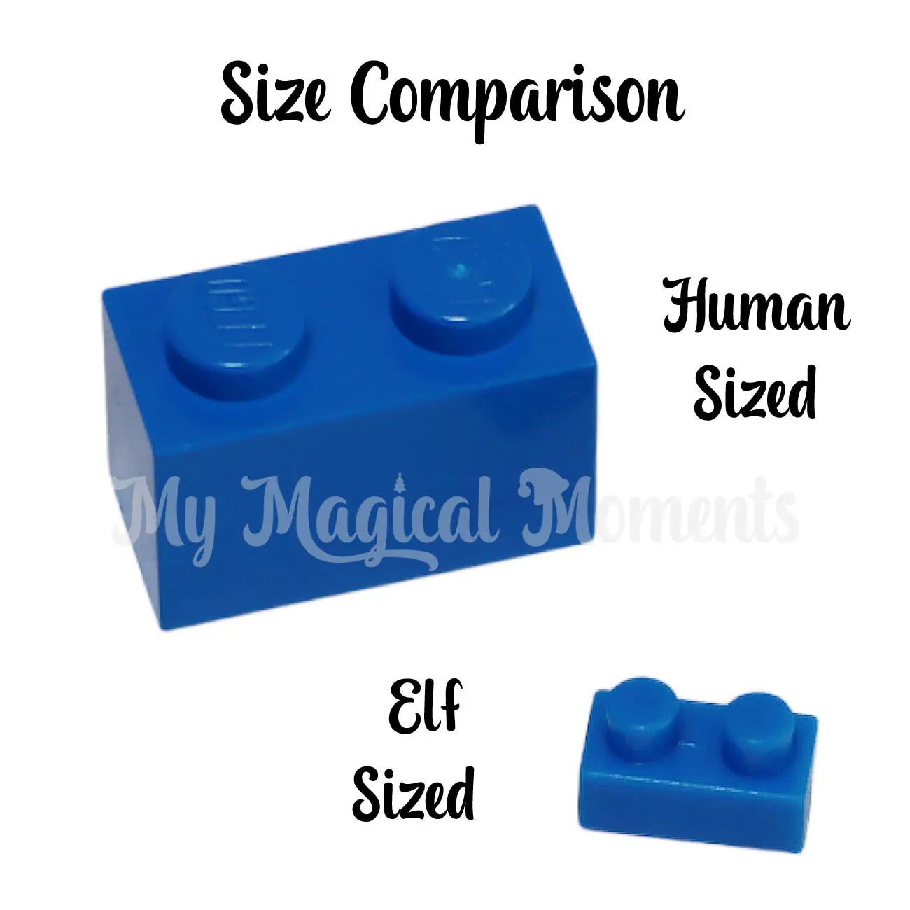 Elf sized comparison between lego and elf sized bricks