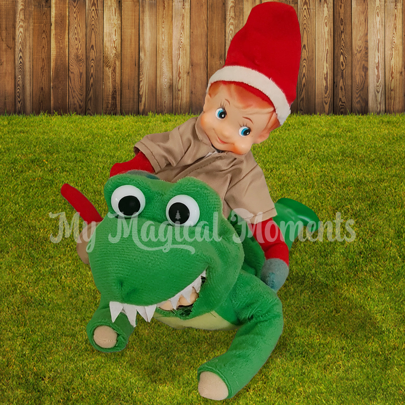 elf wrestling another elf dressed as a crocodile
