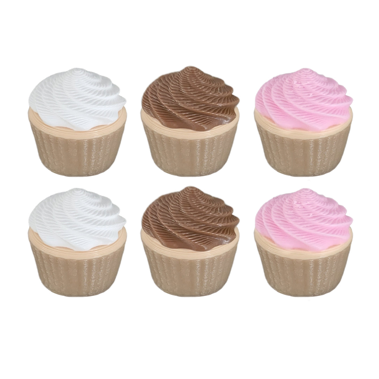 elf cupcakes, miniature pink, chocolate and vanilla swirls