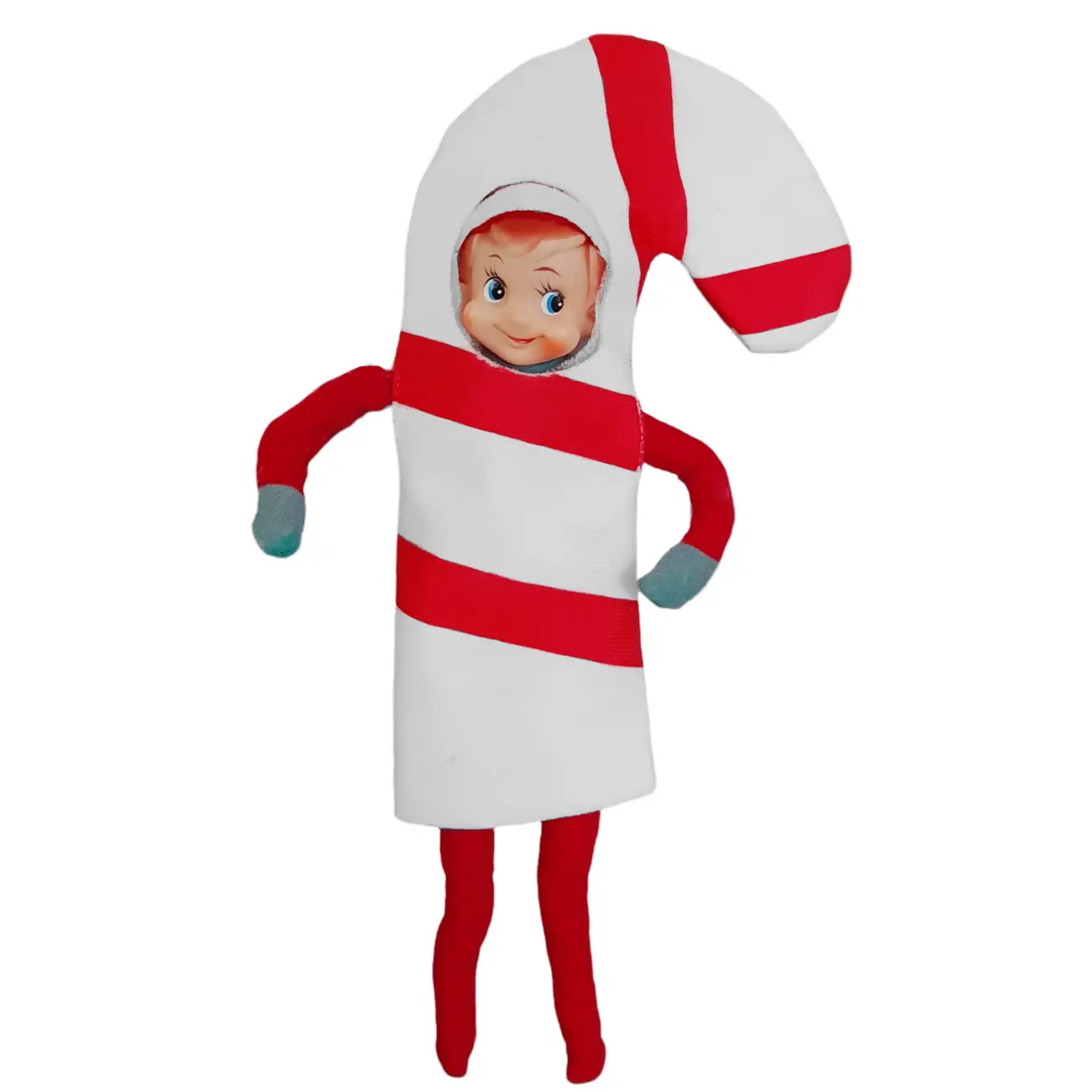 Elf Wearing a Candy Cane Elf Costume