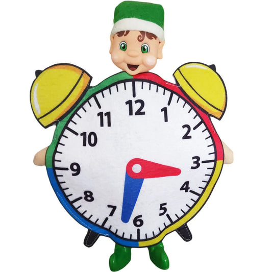 elf wearing a clock costume