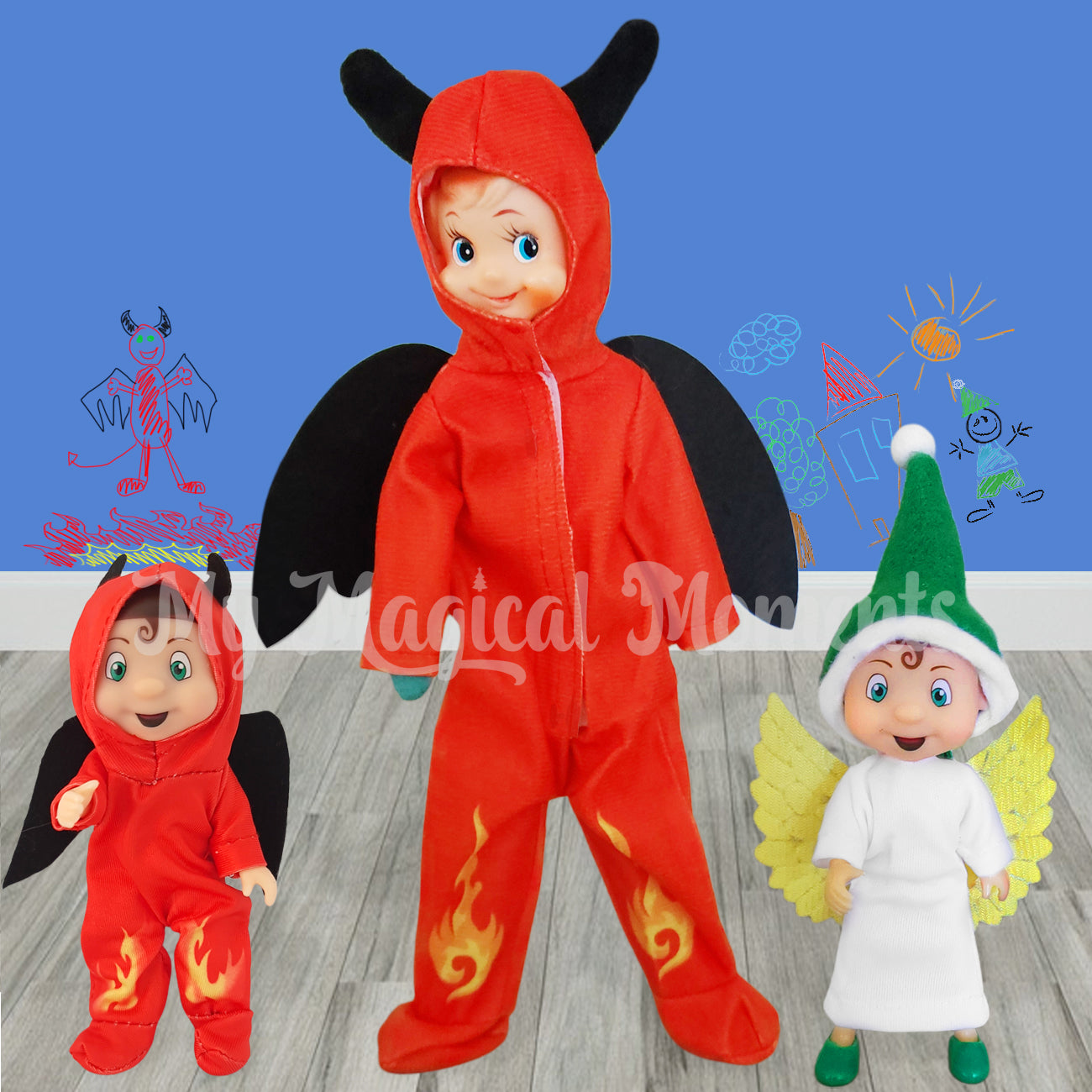 Devil Costume with Elf Toddler Devil & Angel outfits By My Magical Moments