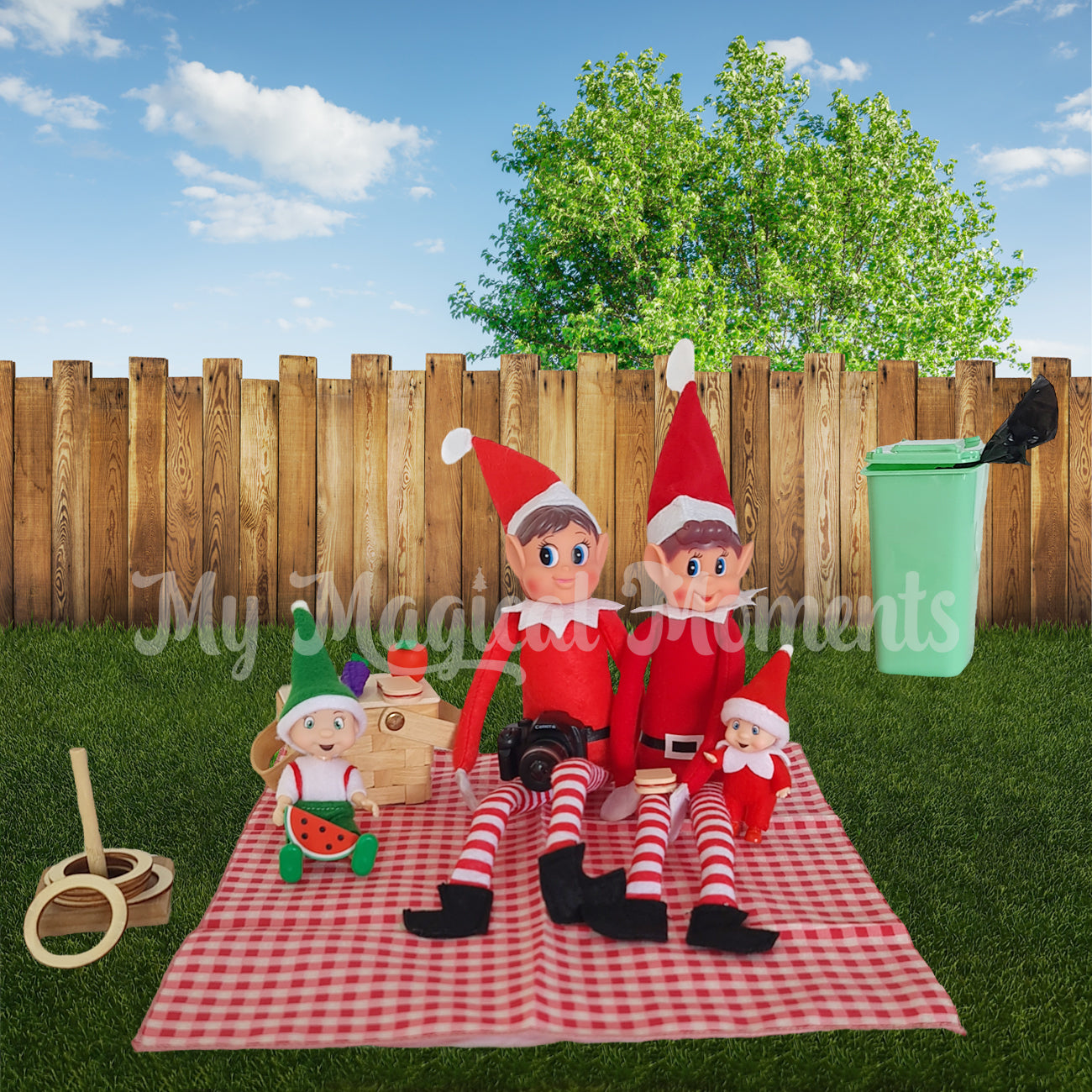 Elf picnic with elf baby and toddler