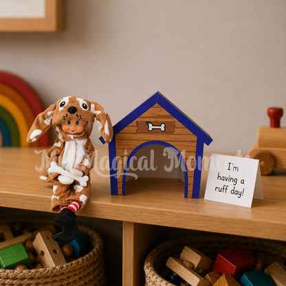 Dinosaur Bone with elf dog costume worn by elves behavin badly elf with a printable dog house