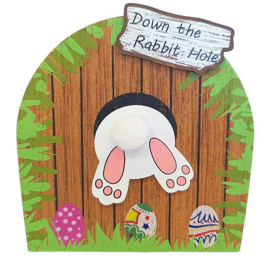 miniature wooden Easter bunny Door