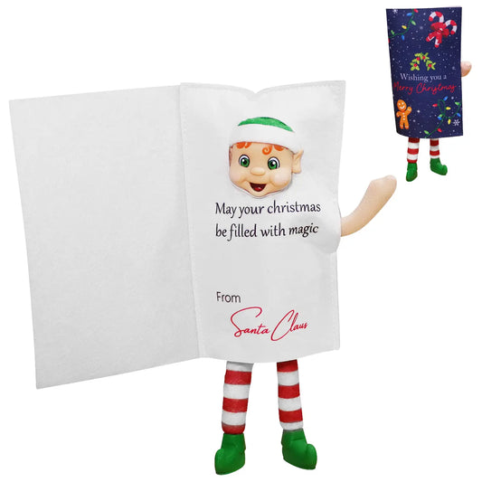 Orange Hair Boy Standing Bendable Elf Friends wearing a Christmas card costume